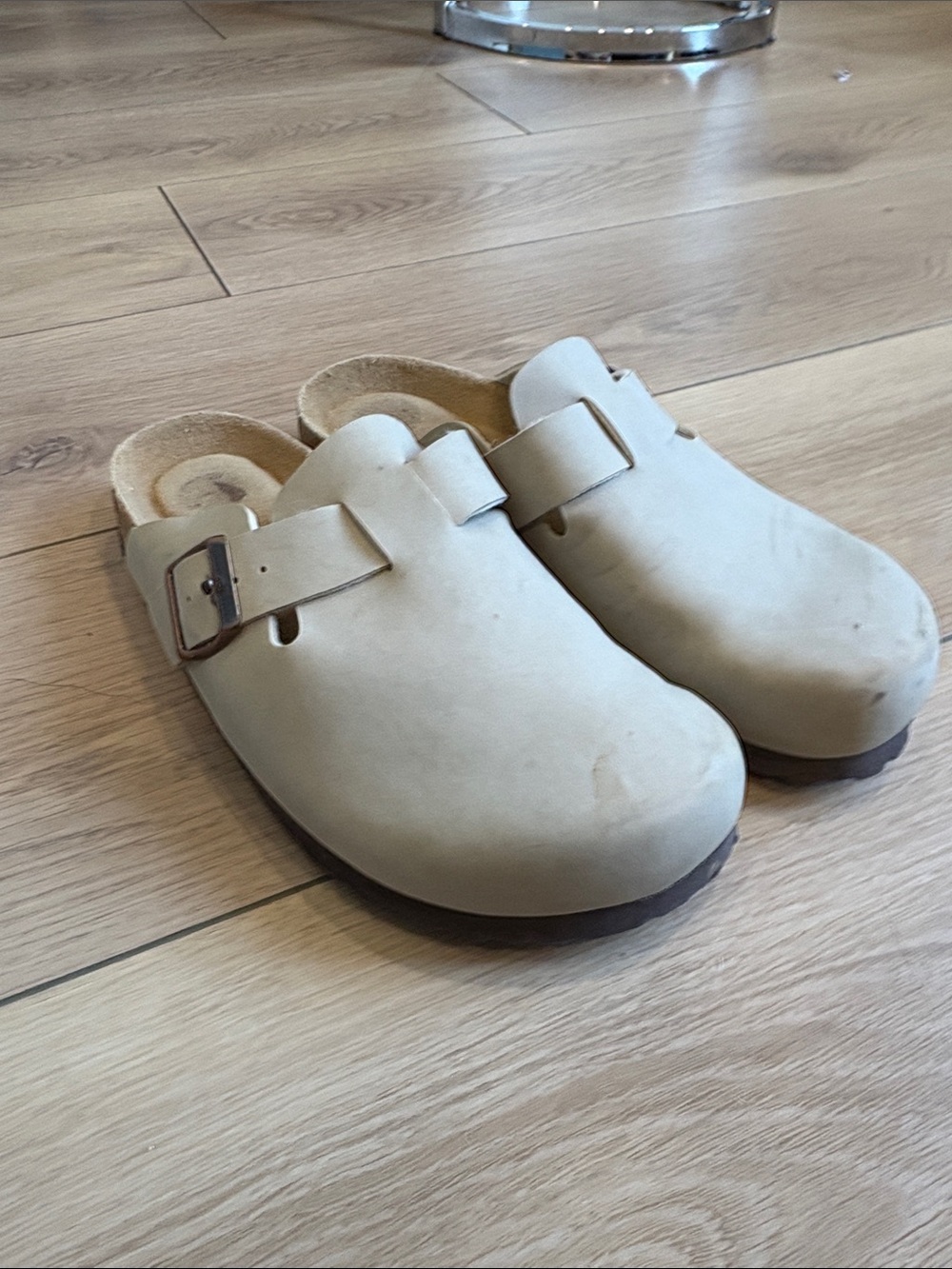 Neutral Cream Slip-On Clog with Buckle